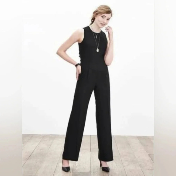 Banana Republic Cross-Back Jumpsuit, Color Black Size 0 - Picture 1 of 15